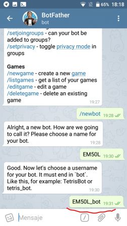 crear bot telegram